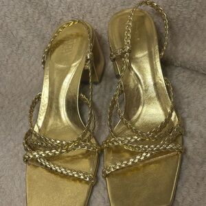 Zara Gold Braided Strap Heels